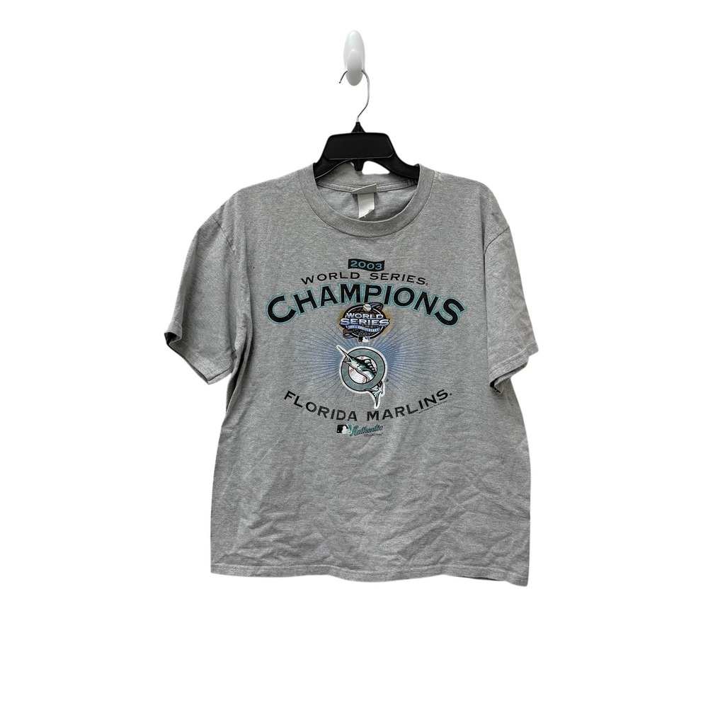 Vintage Florida Marlins 2003 World Series Champions T-Shirt‎ Gray Mens L
